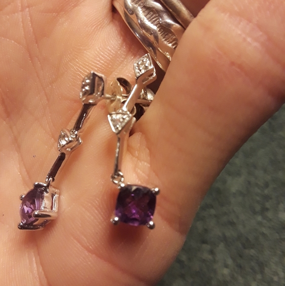 Sterling silver Amethyst earrings - Picture 4 of 5